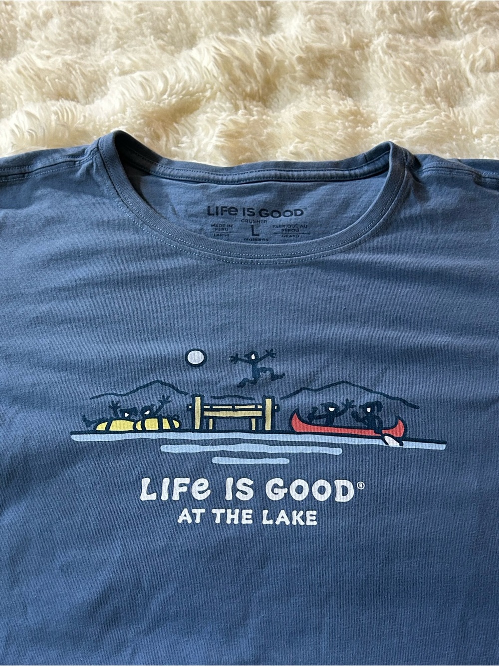 Life is Good Women’s 'At The Lake' Blue Graphic Tee